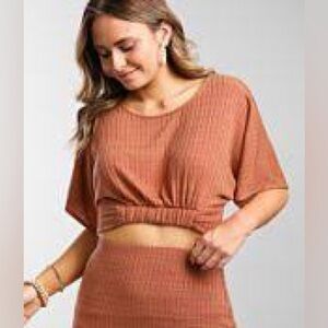 Free People Ribbed Cropped Top in Rust